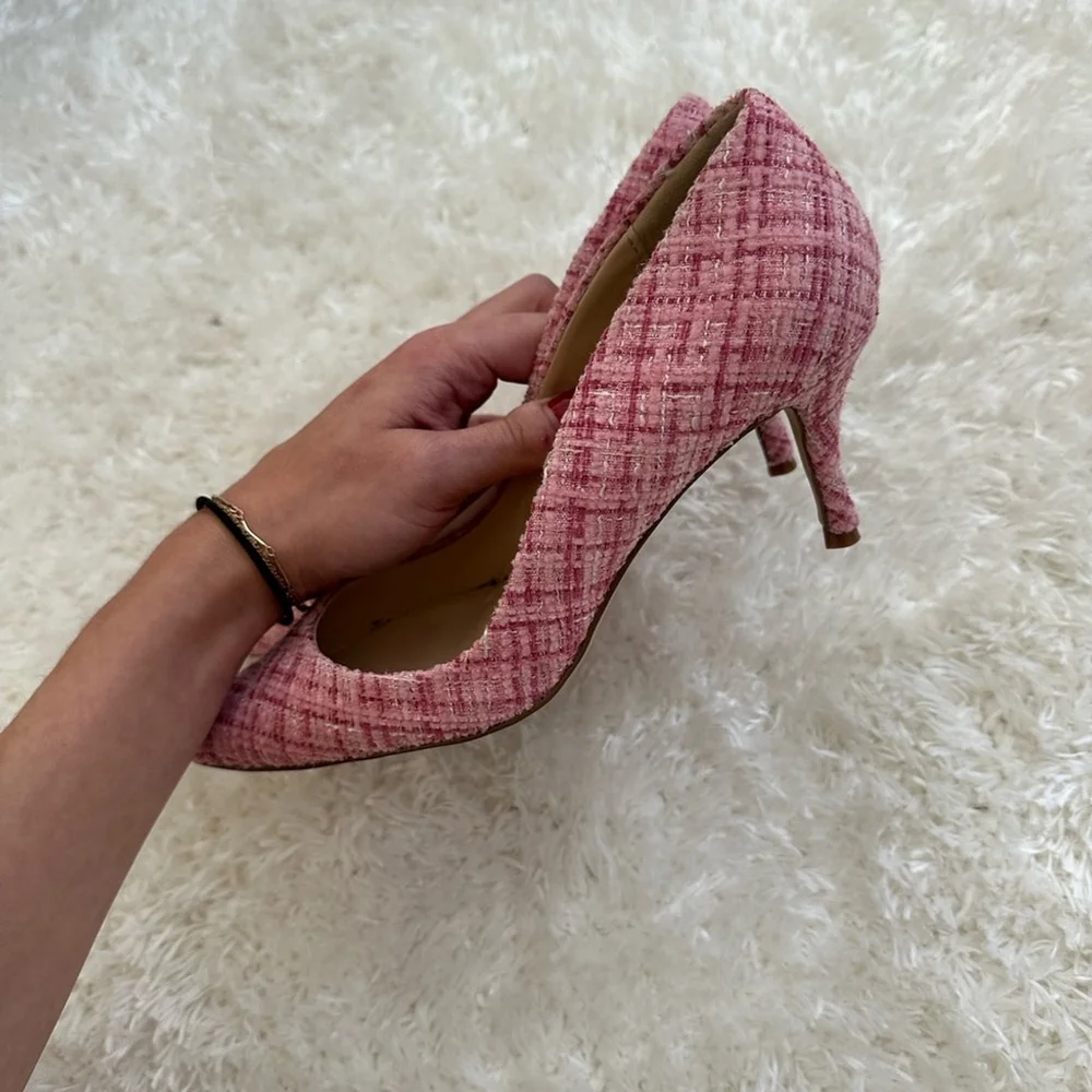 Charles David Pink Tweed Heels - Picture 6 of 11